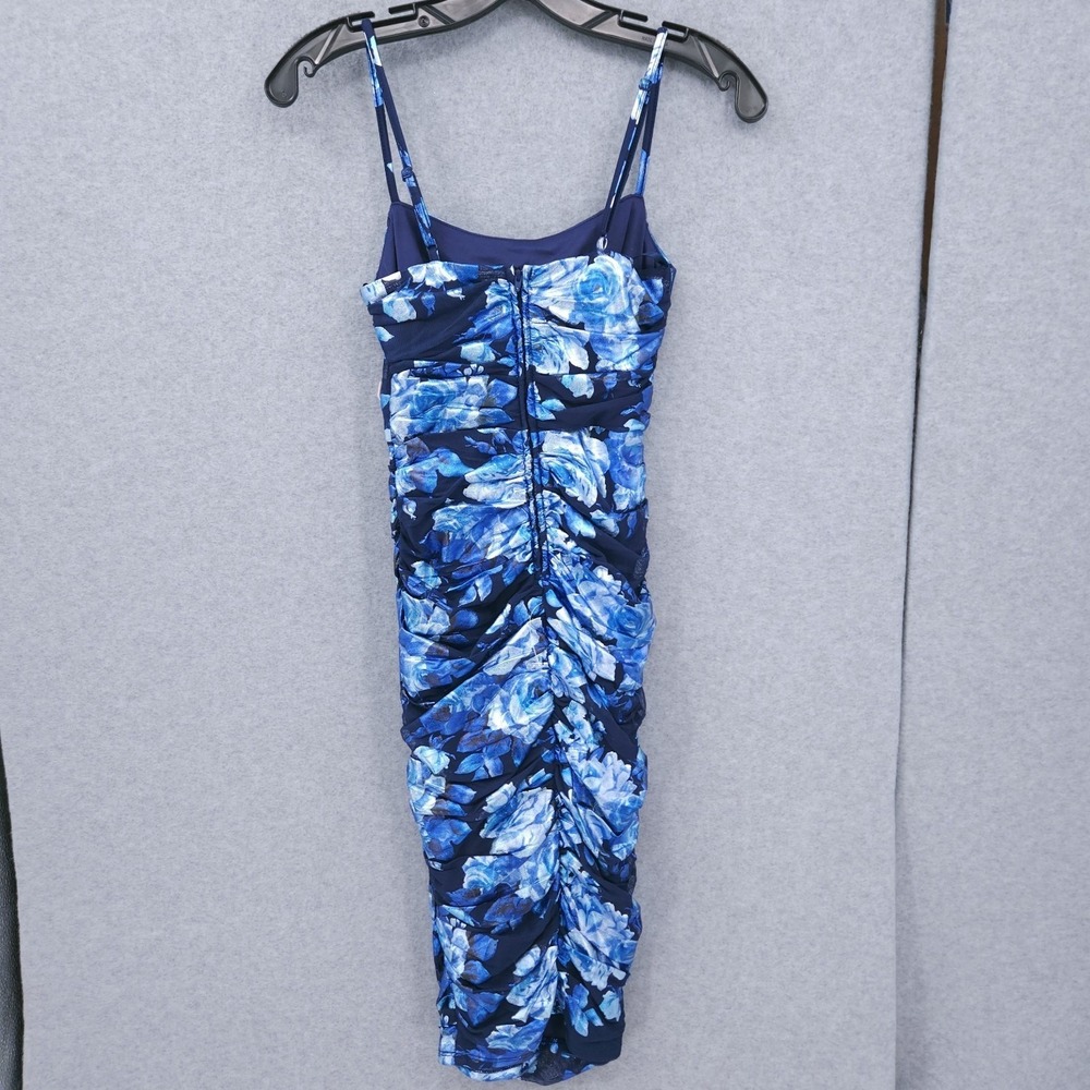City Studios Cowl Neck Foiled Floral Ruched Royal Sleeveless Dress Juniors S NWT - Picture 3 of 9